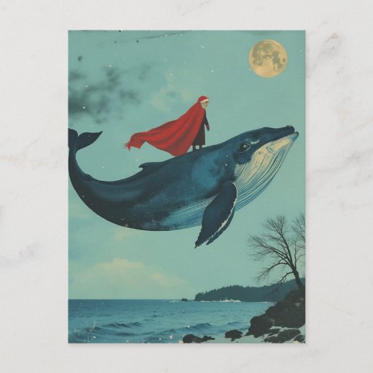 Surrealer Weihnachtsmann und der Wal Postkarte (Vorderseite)