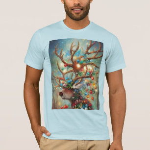Surrealer Weihnachtsrentier mit Ornamenten und Lic T-Shirt