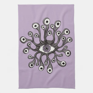 Surrealer Weirdcore-Augen-Tentakel-Kunstwerk - Lil Geschirrtuch