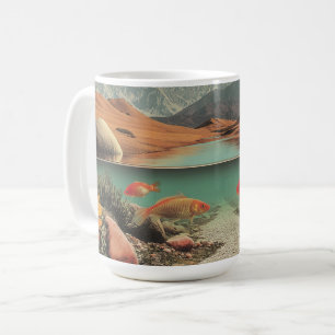 Surrealer Wüsten- und See mit Goldfischen Kaffeetasse