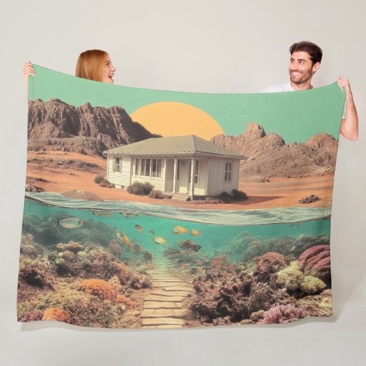Surrealer Wüstenhaus mit Unterwasser-Riff Fleecedecke (Beispiel)