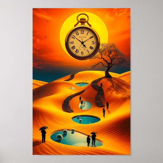 Surrealer Wüstenzeithüter-Horizontposter Poster (Vorne)