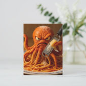 Surrealer wütender Spaghetti-Oktopus Postkarte (Stehend Vorderseite)