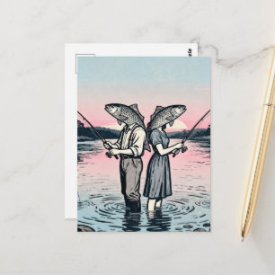 Surreales Angelpaar Postkarte