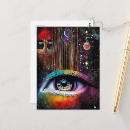 Surreales Auge des Universums Postkarte (Vorderseite/Rückseite Beispiel)