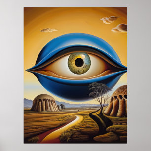 Surreales Auge mit Abstrakter Landschaft Poster