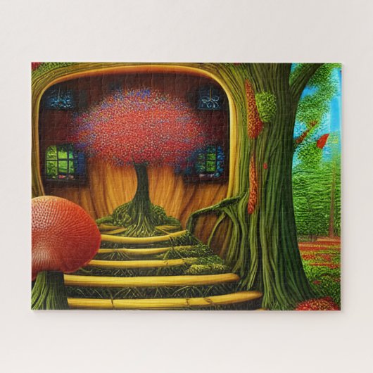 Surreales Baumhaus im Wald Puzzle (Horizontal)