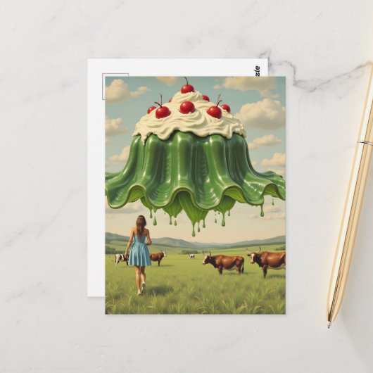 Surreales Dessert in der Natur Postkarte (Vorderseite/Rückseite Beispiel)