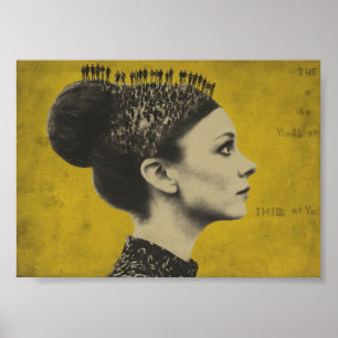 Surreales Haar mit winzigen Leuten Poster
