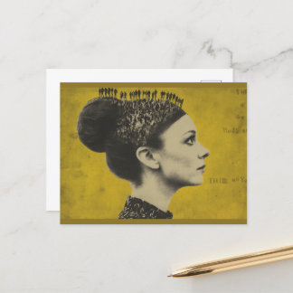 Surreales Haar mit winzigen Leuten Postkarte