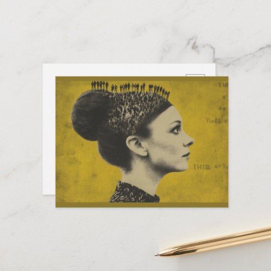 Surreales Haar mit winzigen Leuten Postkarte (Vorderseite/Rückseite Beispiel)