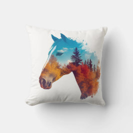 Surreales Pferd im Herbstwald Kissen