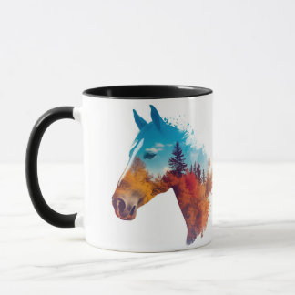 Surreales Pferd im Herbstwald Tasse