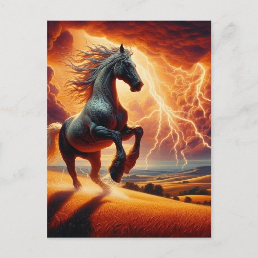 Surreales Pferd im Sturm Postkarte (Vorderseite)