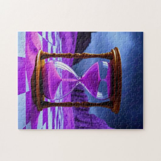 Surreales Stundenglas mit Lila Sand Puzzle (Horizontal)
