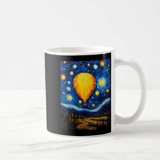 Surrealism Starry Night Hot Air Balloon  Kaffeetasse (Rechts)