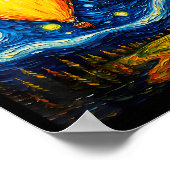 Surrealism Starry Night Hot Air Balloon Poster (Ecke)