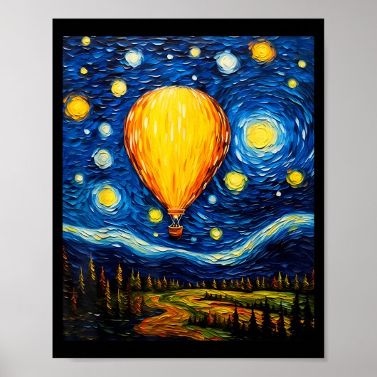 Surrealism Starry Night Hot Air Balloon Poster (Vorne)