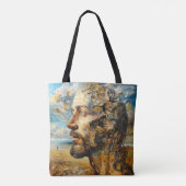 Surrealismus Puzzle Head Tasche (Rückseite)