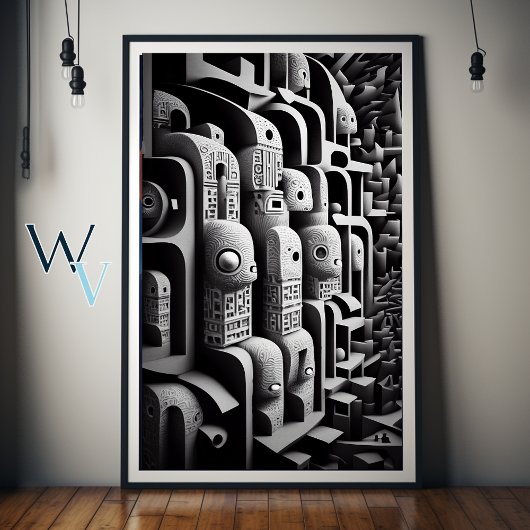 Surrealismus Schwarz und Weiß Poster