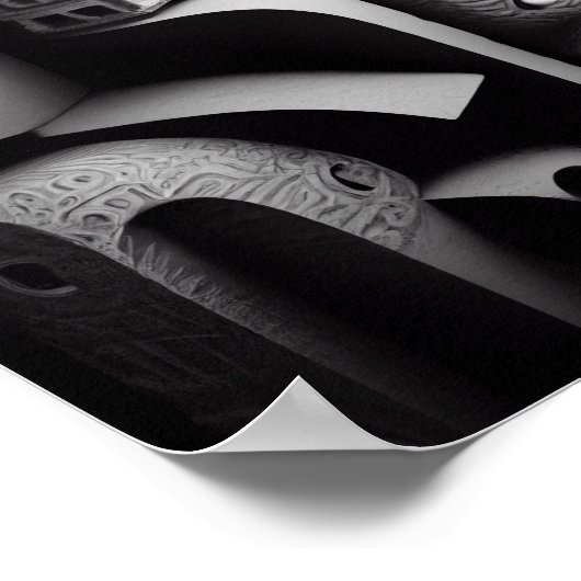 Surrealismus Schwarz und Weiß Poster (Ecke)