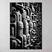 Surrealismus Schwarz und Weiß Poster (Vorne)