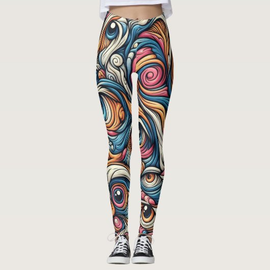 Surrealismus Thema Muster Leggings (Vorderseite)