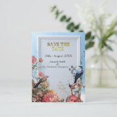 Surrealist Art mit Blume & Vögeln Ankündigungspostkarte (Stehend Vorderseite)