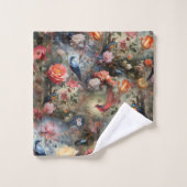 Surrealist Art mit Blume & Vögeln Badhandtuch Set (Waschlappen)