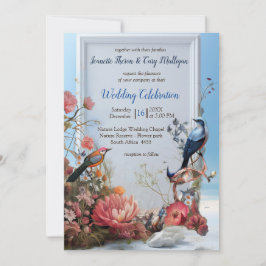 Surrealist Art mit Blume & Vögeln Einladung