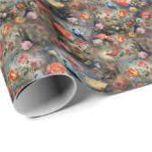 Surrealist Art mit Blume & Vögeln Geschenkpapier (Rolleneckpunkt)