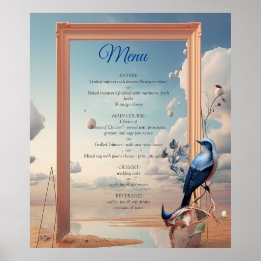 Surrealist Art mit Blume & Vögeln Poster (Vorne)