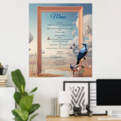 Surrealist Art mit Blume & Vögeln Poster (Heimbüro)