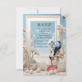 Surrealist Art mit Blume & Vögeln RSVP Karte