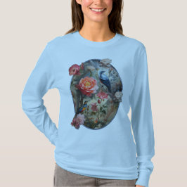 Surrealist Art mit Blume & Vögeln T-Shirt