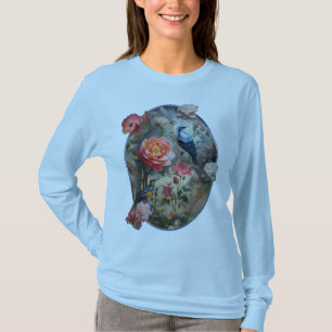 Surrealist Art mit Blume & Vögeln T-Shirt