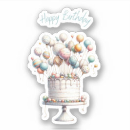 Surrealist Balloons und Geburtstagskuchen Aufkleber