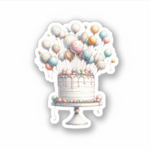 Surrealist Balloons und Geburtstagskuchen Aufkleber