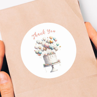 Surrealist, Balloons und Geburtstagskuchen Vielen  Runder Aufkleber