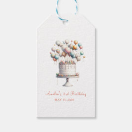 Surrealist Birthday Cake & Balloons Custom Aufkleb Geschenkanhänger