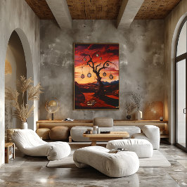 Surrealist mit Uhren bei Sunset Poster