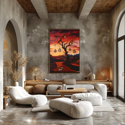 Surrealist mit Uhren bei Sunset Poster