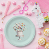 Surrealist, Niedliche Balloons & Birthday Cake Blu Pappteller (Party)