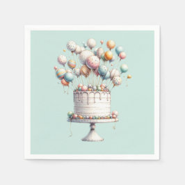 Surrealist, Niedliche Balloons & Birthday Cake Blu Serviette
