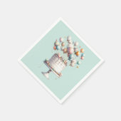 Surrealist, Niedliche Balloons & Birthday Cake Blu Serviette (Ecke)