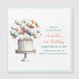 Surrealist, Niedliche Balloons und Geburtstagskuch Magneteinladung