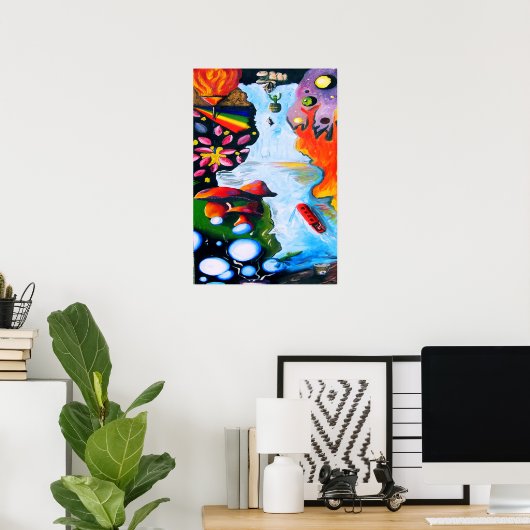 Surrealistic Fantasy Mushroom Wonderland Poster (Heimbüro)