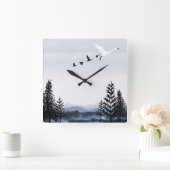Surrealistic winter landscape quadratische wanduhr (Zuhause)