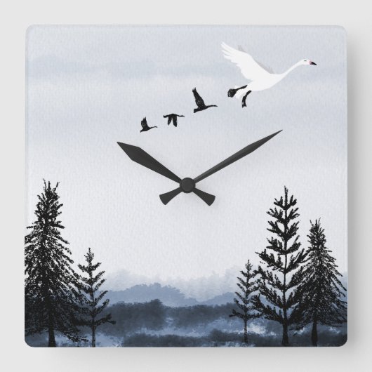 Surrealistic winter landscape quadratische wanduhr (Vorderseite)