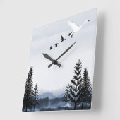 Surrealistic winter landscape quadratische wanduhr (Winkel)
